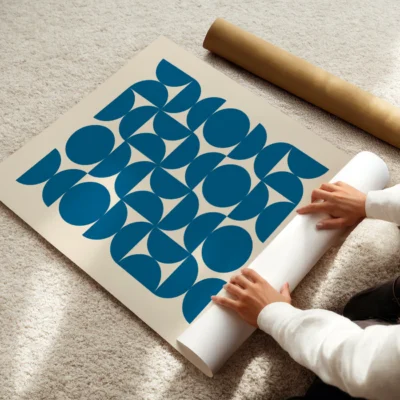 Bauhaus Style Artwork Upset Circles Blue – Geometric Poster