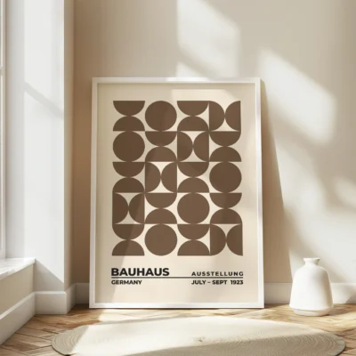 Bauhaus Style Artwork Upset Circles Brown – Abstract Poster