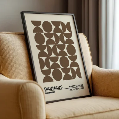 Bauhaus Style Artwork Upset Circles Brown – Abstract Poster