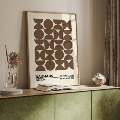 Bauhaus Style Artwork Upset Circles Brown – Abstract Poster