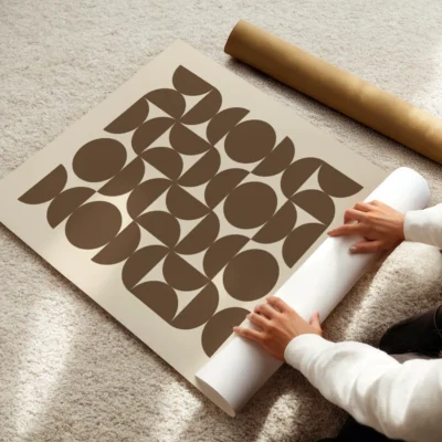 Bauhaus Style Artwork Upset Circles Brown – Abstract Poster