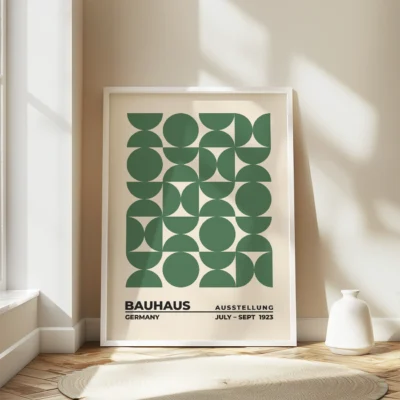 Bauhaus Style Artwork Upset Circles Green – Modern Art Poster
