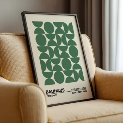 Bauhaus Style Artwork Upset Circles Green – Modern Art Poster