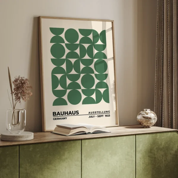 Bauhaus Style Artwork Upset Circles Green – Modern Art Poster
