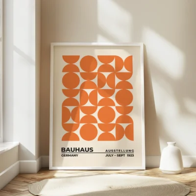 Bauhaus Geometric Wall Art Poster – Upset Circles Orange
