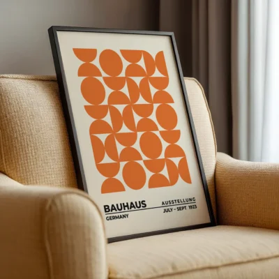 Bauhaus Geometric Wall Art Poster – Upset Circles Orange