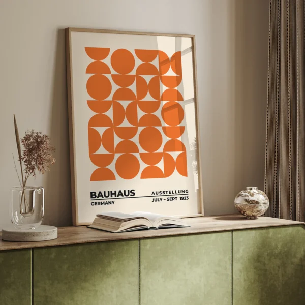 Bauhaus Geometric Wall Art Poster – Upset Circles Orange