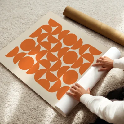 Bauhaus Geometric Wall Art Poster – Upset Circles Orange
