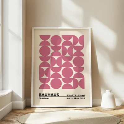 Bauhaus Modern Wall Art Poster – Upset Circles Pink