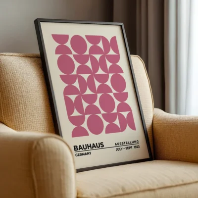 Bauhaus Modern Wall Art Poster – Upset Circles Pink