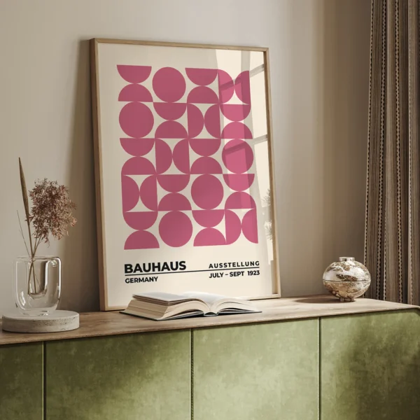 Bauhaus Modern Wall Art Poster – Upset Circles Pink