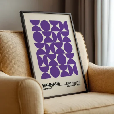 Bauhaus Abstract Wall Art Poster – Upset Circles Purple