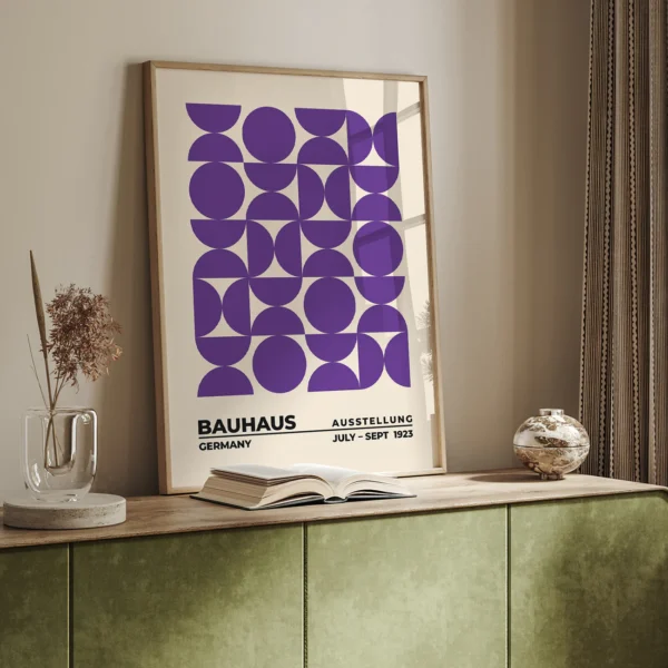 Bauhaus Abstract Wall Art Poster – Upset Circles Purple