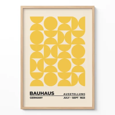 Bauhaus Retro Wall Art Poster – Upset Circles Yellow