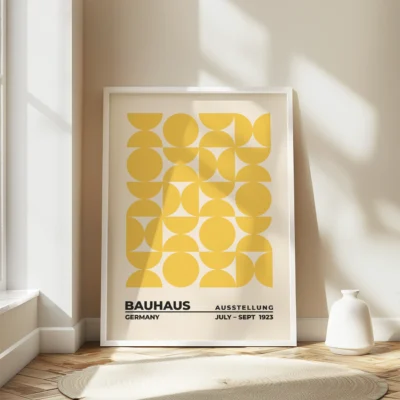 Bauhaus Retro Wall Art Poster – Upset Circles Yellow