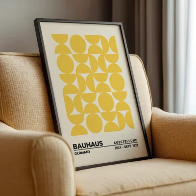 Bauhaus Retro Wall Art Poster – Upset Circles Yellow