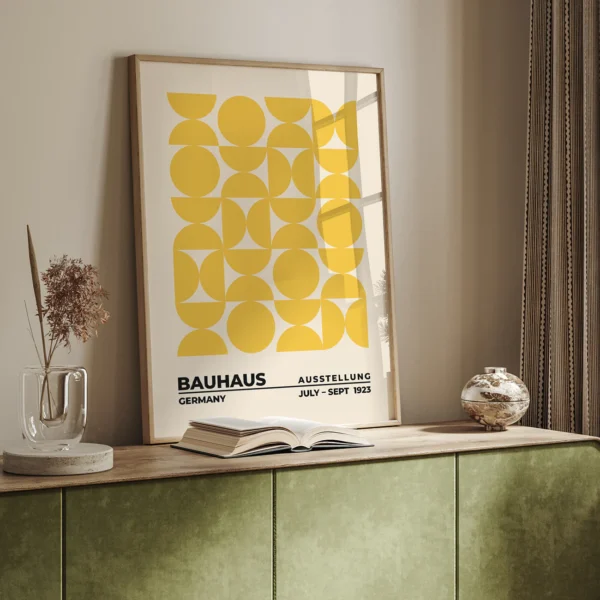 Bauhaus Retro Wall Art Poster – Upset Circles Yellow