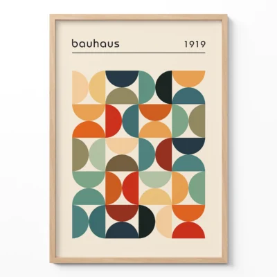 Bauhaus Abstract Geometric Wall Art – Minimalist Retro Poster