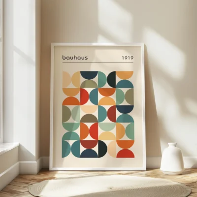 Bauhaus Abstract Geometric Wall Art – Minimalist Retro Poster