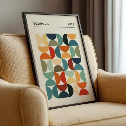Bauhaus Wandbild – Farbige Halbkreise