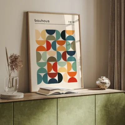 Bauhaus Abstract Geometric Wall Art – Minimalist Retro Poster