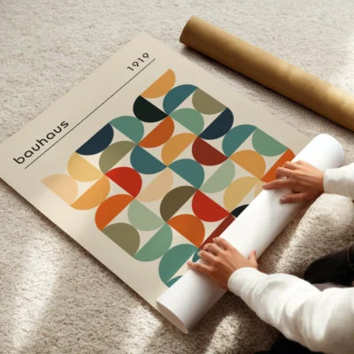 Bauhaus Abstract Geometric Wall Art – Minimalist Retro Poster