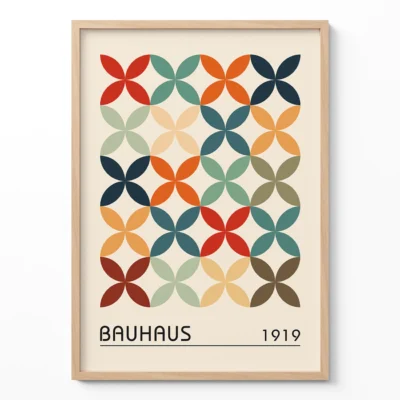 Bauhaus Modern Geometric Artwork Poster – Minimalist Retro Print