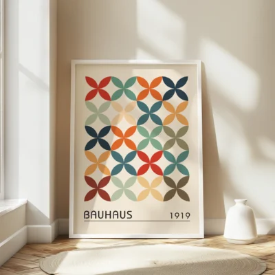 Bauhaus Modern Geometric Artwork Poster – Minimalist Retro Print