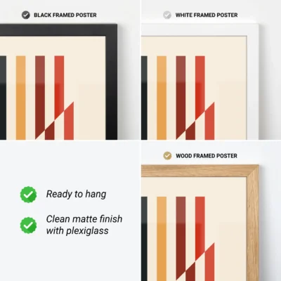 Modern geometric wall art with bold colored stripes and a diagonal Bauhaus design