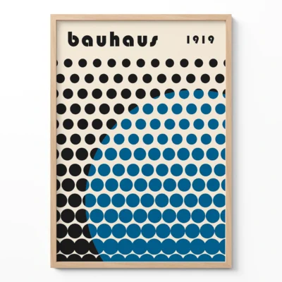 Bauhaus Mid Century Modern Geometric Art Poster Blue