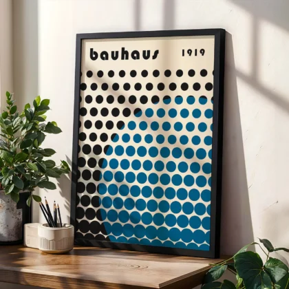 Bauhaus Wandbild – Kreisregen Blau
