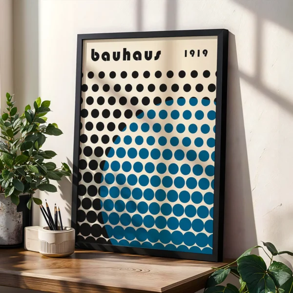 Bauhaus Mid Century Modern Geometric Art Poster Blue