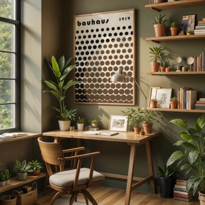 Bauhaus Wandbild – Kreisregen Braun