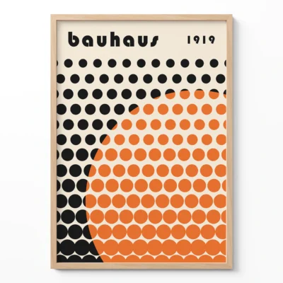 Bauhaus Modern Abstract Art Poster – Solar Mesh Orange