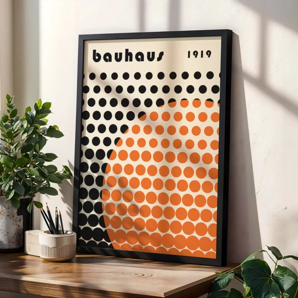 Bauhaus Modern Abstract Art Poster – Solar Mesh Orange