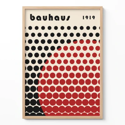 Bauhaus Retro Poster Art – Solar Mesh Red