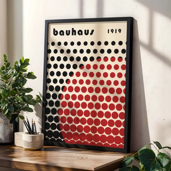 Bauhaus Retro Poster Art – Solar Mesh Red