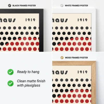 Modern wall decor print with red and black dot layout for retro poster art