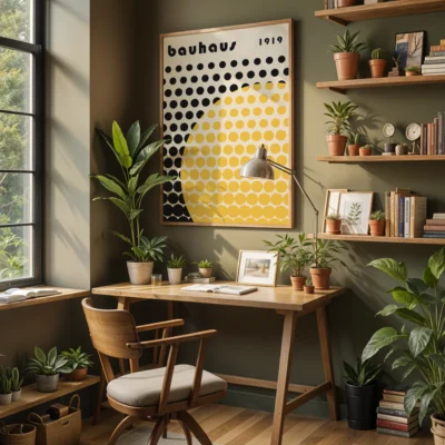 Clean dot pattern with a sweeping yellow semicircle on light background