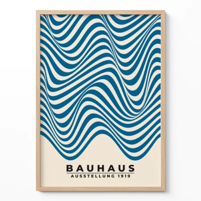 Minimalist Art Print – Bauhaus Poster Waves Blue