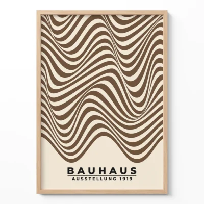Minimalist Poster Design – Bauhaus Poster Waves Brown