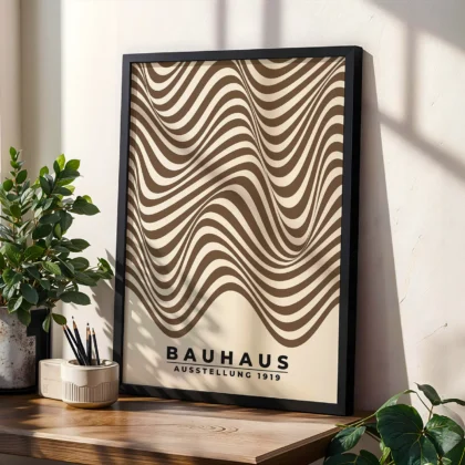 Modern Bauhaus Print – Brown Waves