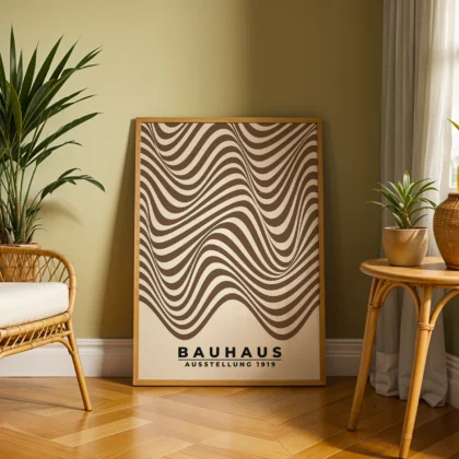Modern Bauhaus Print – Brown Waves