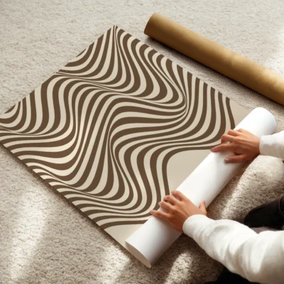 Simple curved lines forming gentle waves on a light background