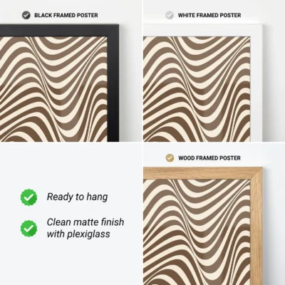 Modern wall art featuring black wave stripes on cream paper
