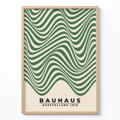 Minimalist Poster Design – Bauhaus Poster Waves Green