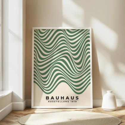Bauhaus Wandbild – Grüne Wellen