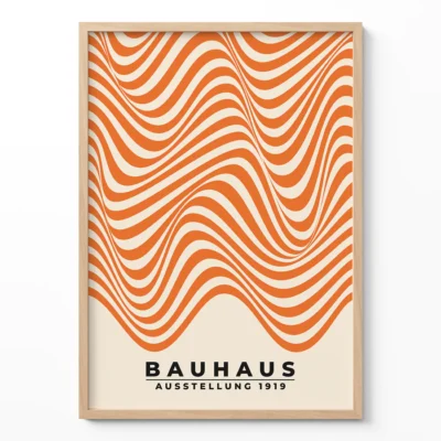 Poster Retro Style – Bauhaus Print Waves Orange