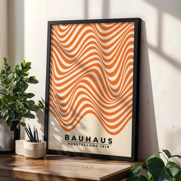 Poster Retro Style – Bauhaus Print Waves Orange
