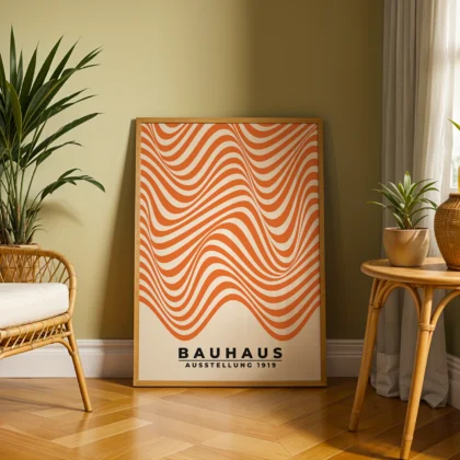 Modern Bauhaus Print – Orange Waves
